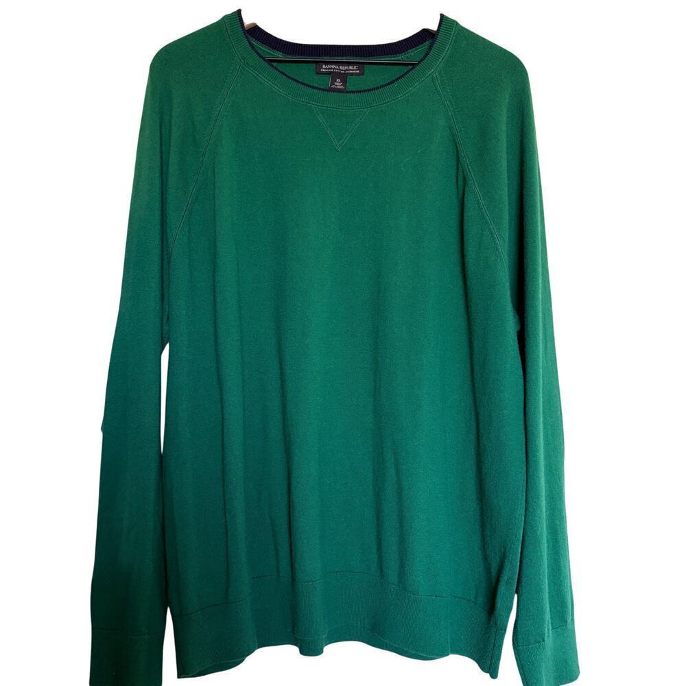 VTG Banana Republic Kelly Green Cashmere blend Sweater Mens XL Oldmoney